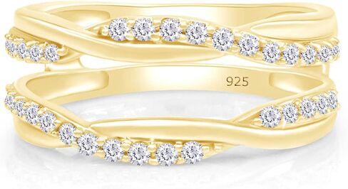 Savearth Diamonds 925 Sterling Silver 18k Gold Plated 2/5 قيراط من الماس Lab الذي تم إنشاؤه Moissanite Criss Cross Infinity Wedding Ring Guard محسن للسيدات (0.40CTTW ، Color-G-H/VVS1) مجوهرات الهدايا in Kuwait
