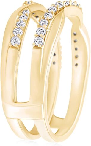 Savearth Diamonds 925 Sterling Silver 18k Gold Plated 2/5 قيراط من الماس Lab الذي تم إنشاؤه Moissanite Criss Cross Infinity Wedding Ring Guard محسن للسيدات (0.40CTTW ، Color-G-H/VVS1) مجوهرات الهدايا in Kuwait