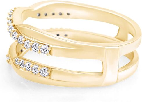 Savearth Diamonds 925 Sterling Silver 18k Gold Plated 2/5 قيراط من الماس Lab الذي تم إنشاؤه Moissanite Criss Cross Infinity Wedding Ring Guard محسن للسيدات (0.40CTTW ، Color-G-H/VVS1) مجوهرات الهدايا in Kuwait