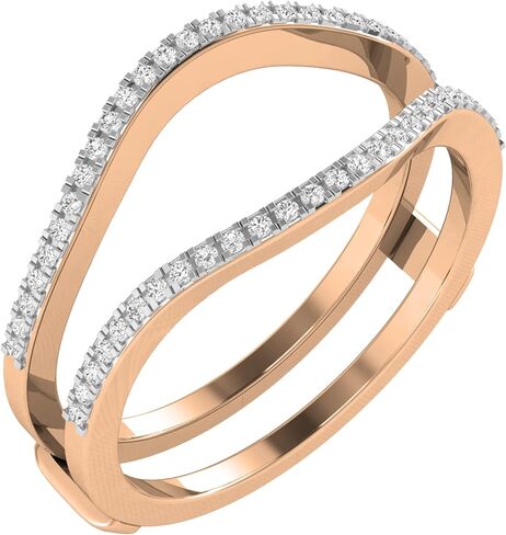 Dazzlingrock Collection Round Lab Grown White Diamond Double Guard Wedding Band Enhancer Ring for Women (0.15 ctw, Color H-I, Clarity SI2) in Solid Gold in Kuwait