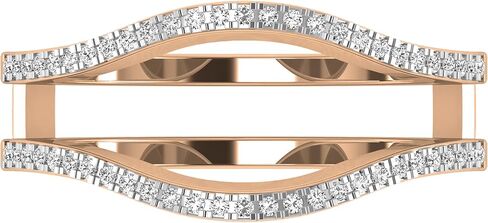Dazzlingrock Collection Round Lab Grown White Diamond Double Guard Wedding Band Enhancer Ring for Women (0.15 ctw, Color H-I, Clarity SI2) in Solid Gold in Kuwait