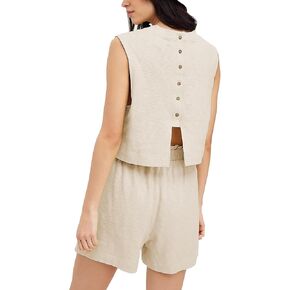 مجموعات صالة للنساء صيف 2 قطعة من القمم بلا أكمام دبابات مطابقة شورتات تجريب مجموعة شاطئية الملابس in Kuwait