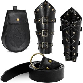 3PCS Renaissance Accessories – Viking Renaissance Belt, Medieval Pouch & Leather Bracers for Halloween in Kuwait