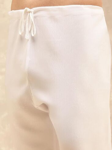 Sojanya (Since 1958 Men'S Cotton Rayon Embroidered Sequinned Kurta With White Pyjama in Saudi Arabia