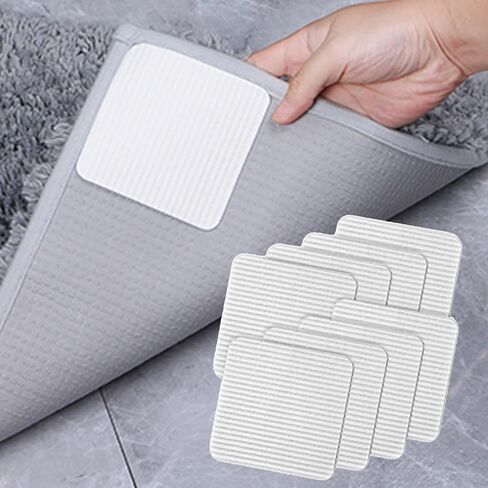 Anti Slip Rug Pad Grippers 8 Pcs Vacuum Technology Carpet Gripper for Hardwood Floors Anti Curling Carpet Grips Washable Non Slip Area Rug Pad 10x10cm in Kuwait