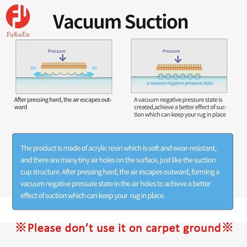 Anti Slip Rug Pad Grippers 8 Pcs Vacuum Technology Carpet Gripper for Hardwood Floors Anti Curling Carpet Grips Washable Non Slip Area Rug Pad 10x10cm in Kuwait