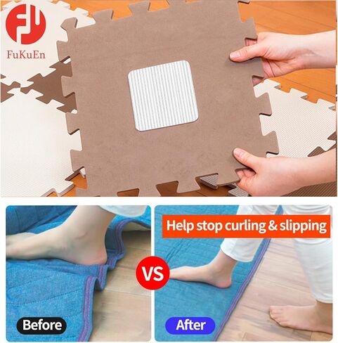 Anti Slip Rug Pad Grippers 8 Pcs Vacuum Technology Carpet Gripper for Hardwood Floors Anti Curling Carpet Grips Washable Non Slip Area Rug Pad 10x10cm in Kuwait