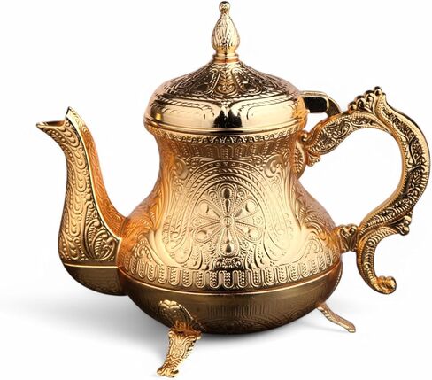 Alisveristime Decorative Zamac Pitcher-Teapot عتيق الطراز العثماني ، تصميم معدني مزخرف (7.9 × 7.9 × 5.1 بوصة ، 1.85 رطل ، 28.7 أوقية) (فضية) in Kuwait