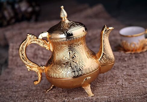 Alisveristime Decorative Zamac Pitcher-Teapot عتيق الطراز العثماني ، تصميم معدني مزخرف (7.9 × 7.9 × 5.1 بوصة ، 1.85 رطل ، 28.7 أوقية) (فضية) in Kuwait