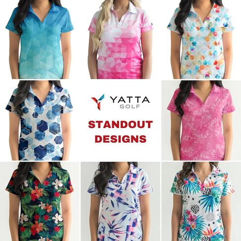 Yatta Golf Premium Golf Golf Polo قمصان للنساء - الوزن الخفيف ، الجاف السريع ، المقاوم للتجاعيد والرطوبة بالولو in Kuwait