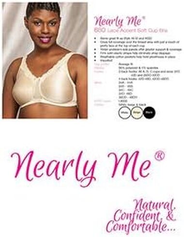 Nearly Me - Lace Accent Soft Cup Post Mastectomy Lumpectomy Pocket Bra #680 in Kuwait