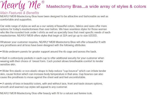 Nearly Me - Lace Accent Soft Cup Post Mastectomy Lumpectomy Pocket Bra #680 in Kuwait