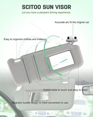 SCITOO Grey Left Driver Side Interior Sun Visor fit for Nissan Pathfinder 2013-2019 for Infiniti QX60 2014-2017 for Infiniti JX35 2013 with Sunroof (OE:96401-9PB0A) in Saudi Arabia