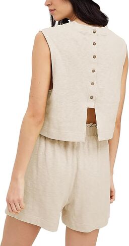 مجموعات صالة للنساء صيف 2 قطعة من القمم بلا أكمام دبابات مطابقة شورتات تجريب مجموعة شاطئية الملابس in Kuwait