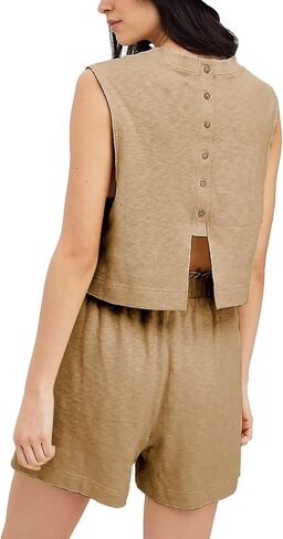 Lounge Sets for Women Summer 2 Piece Outfits Sleeveless Tank Tops Matching Shorts Workout Set Beach Clothes in Saudi Arabia