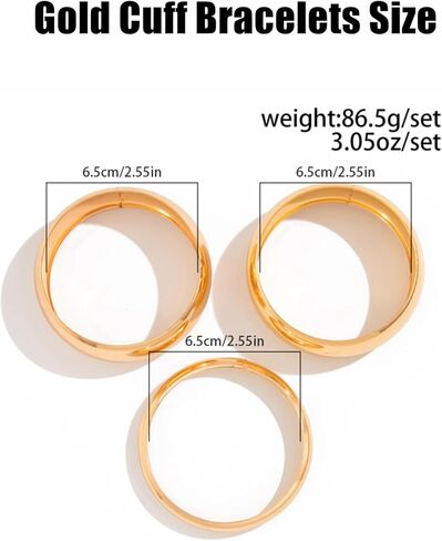 Chunky Gold Bangle Bracelets for Women Trendy Stack Wide Wrist Cuff Bracelets Statement Arm Cuff Upper Bangle Fashion Jewelry Gift Accessories in Kuwait