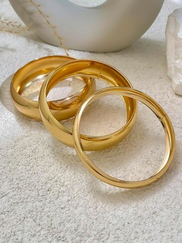 Chunky Gold Bangle Bracelets for Women Trendy Stack Wide Wrist Cuff Bracelets Statement Arm Cuff Upper Bangle Fashion Jewelry Gift Accessories in Kuwait