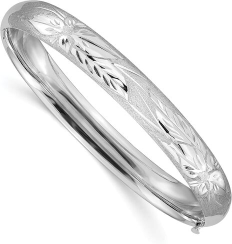 IceCarats 14K Solid 7.90mm White Gold Florentine Hinged Bangle Bracelet in Saudi Arabia