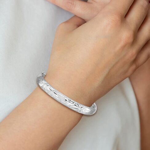 IceCarats 14K Solid 7.90mm White Gold Florentine Hinged Bangle Bracelet in Saudi Arabia