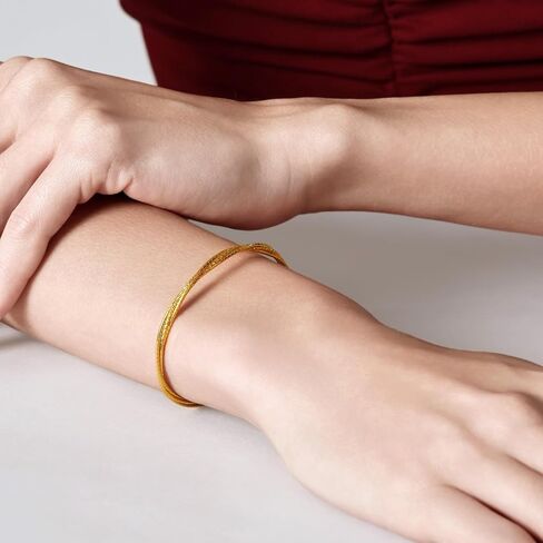 Sang Sang Sang 999 24K Solid Gold Round Bracelet Open Bangle للنساء 15 سم 95622 كيلو كل واحد تقريبًا. 12.72g الذهب in Saudi Arabia