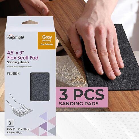 مجموعة وسادات Sunmight Flex Scuff للبيع بالتجزئة، مقاس 4.5 بوصة × 9 بوصة، وسادة رمادية، 80600R، 3 وسادات in Kuwait