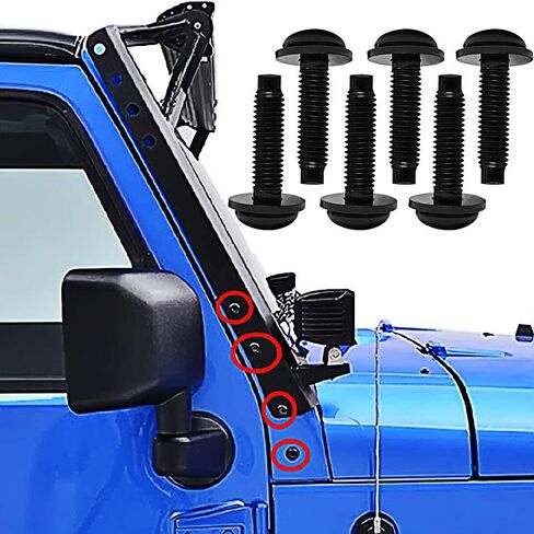 Set of 6 OEM-Style Extra Long M8 Torx Screws Bolts for 2007-2018 Jeep Wrangler JK for LED Light Brackets on Pillars, Windshield Frame, Hinges, Hard Full Doors, Hard Door Hinges, Half Doors in Saudi Arabia