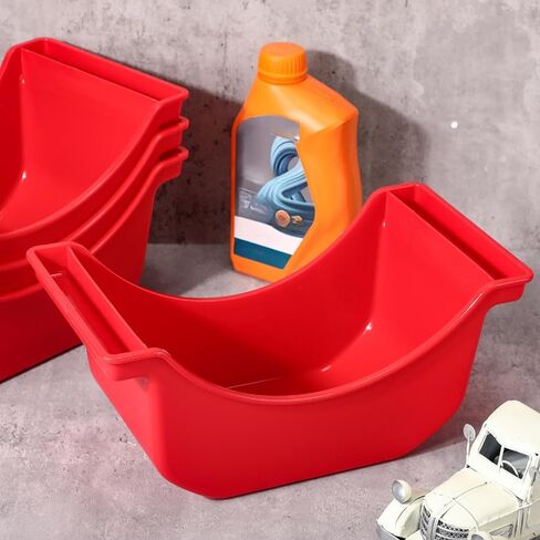 4 قطع وعاء تصريف زيت للعجلات شاحنة بلاستيكية وعجلة مقطورة وعاء تنقيط زيت قابل لإعادة الاستخدام للعجلات (أحمر) in Kuwait