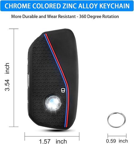 QBUC 2PCs لغطاء مفتاح BMW ، حالة مفتاح السيليكون الناعمة لـ BMW 2024 2023 2025 7 Series IX I5 M60 X5 X7 X6 IX I7 Car Key Protector مع حلقات (زر 3 ، أسود) in Saudi Arabia