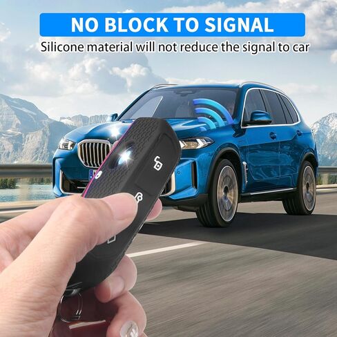 QBUC 2PCs لغطاء مفتاح BMW ، حالة مفتاح السيليكون الناعمة لـ BMW 2024 2023 2025 7 Series IX I5 M60 X5 X7 X6 IX I7 Car Key Protector مع حلقات (زر 3 ، أسود) in Saudi Arabia