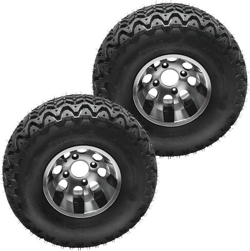 23x11-10 Golf Cart Tire with 10" Aluminum Rim Wheel – 4 Ply Tubeless, 4 Bolt Pattern, All Terrain Tires, for ATV UTV Go Kart Turf Trail Lawn Mower 4 Wheelers Utility Vehicles (Set of 1) in Kuwait
