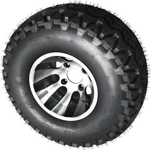 23x11-10 Golf Cart Tire with 10" Aluminum Rim Wheel – 4 Ply Tubeless, 4 Bolt Pattern, All Terrain Tires, for ATV UTV Go Kart Turf Trail Lawn Mower 4 Wheelers Utility Vehicles (Set of 1) in Kuwait