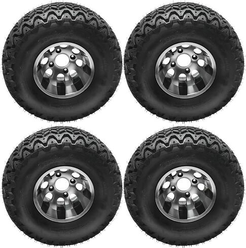 23x11-10 Golf Cart Tire with 10" Aluminum Rim Wheel – 4 Ply Tubeless, 4 Bolt Pattern, All Terrain Tires, for ATV UTV Go Kart Turf Trail Lawn Mower 4 Wheelers Utility Vehicles (Set of 1) in Kuwait