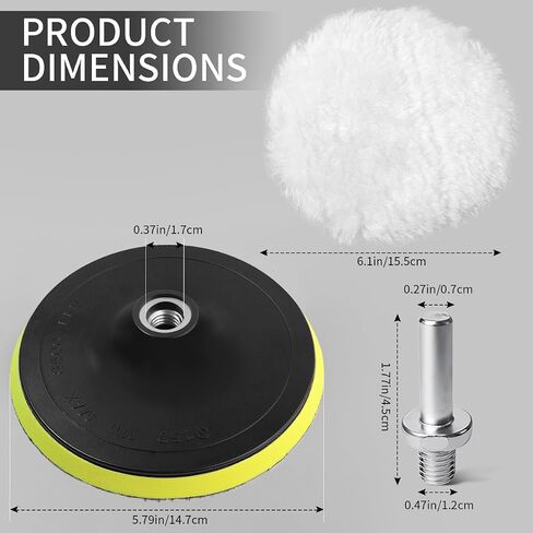 7 Piece 3 Inch Wool Buffing Pad, Drill Buffer Connecting M10 Drill Adapter, Buffing Pads, for Car Polishing and Waxing, Painting Tabletops, Old Leather Sofas, Tile Polishing in Saudi Arabia