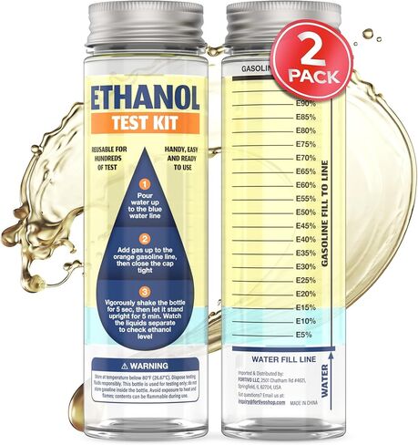 مجموعة اختبار الإيثانول القابلة لإعادة الاستخدام من فورتيفو (عبوة من قطعتين) - فتحة واسعة، ملصقات واضحة، وزجاجات متينة - نتائج دقيقة في 5 دقائق in Kuwait