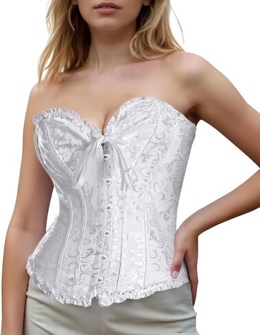 Bustier Corset Tops for Women Overbust Lace Up Date Night Outfit Strapless Holiday Party Rave Valentine Tank Tops in Saudi Arabia
