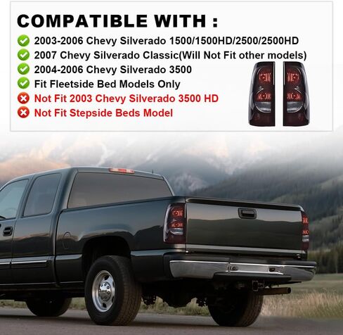 G-PLUS Tail Lights w/Wiring Harness Compatible with Chevy Silverado 1500 2500 3500 2003 2004 2005 2006 19169017 19169018 luces traseras, faros traseros Rear Tail Lamp Left &RightAssembly in Kuwait
