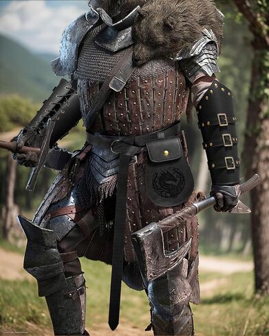 3pcs إكسسوارات عصر النهضة - حزام عصر النهضة الفايكينغ ، وحقائب من القرون الوسطى والجلود لجميع القديسين in Kuwait