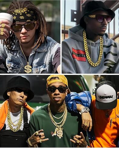 80s 90s Hip Hop Costume Kit Rapper Accessories Outfit Old School Rapper DJ Halloween Themed Party Outfits for Men Women in Saudi Arabia