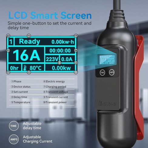 Khons Level 1 EV Charger 16amp 120V Charger Electric Charger مع محطة شحن داخلية/خارجية من كابلات 16 قدم in Kuwait