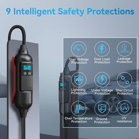 Khons Level 1 EV Charger 16amp 120V Charger Electric Charger مع محطة شحن داخلية/خارجية من كابلات 16 قدم in Kuwait