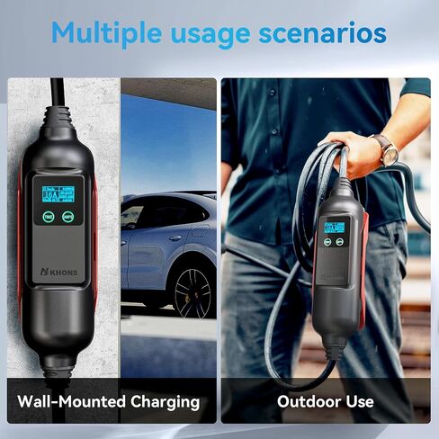Khons Level 1 EV Charger 16amp 120V Charger Electric Charger مع محطة شحن داخلية/خارجية من كابلات 16 قدم in Kuwait