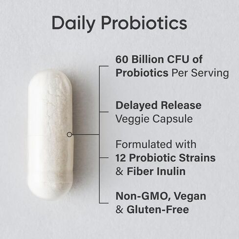 أبحاث الرياضة البروبيوتيك اليومية مع prebiotics ، 60 مليار CFU - نباتات نباتية لدعم صحة الأمعاء والهضم ، والبروبيوتيك للنساء والرجال - غير المعدلة وراثيا التحقق من الغلوتين - 30 العد in Saudi Arabia