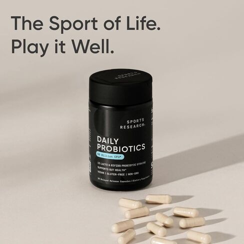 أبحاث الرياضة البروبيوتيك اليومية مع prebiotics ، 60 مليار CFU - نباتات نباتية لدعم صحة الأمعاء والهضم ، والبروبيوتيك للنساء والرجال - غير المعدلة وراثيا التحقق من الغلوتين - 30 العد in Saudi Arabia