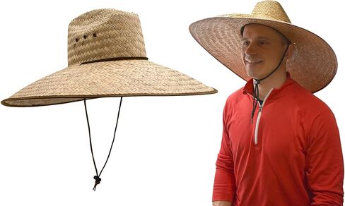 Nicky Bigs Novelties Huge Large Fit Hard Shell Double Weaved Straw Lifeguard Shade Gardening Hat Wide Brim Outdoor Sun Hats in Saudi Arabia