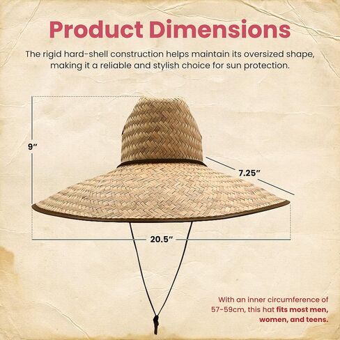 Nicky Bigs Novelties Huge Large Fit Hard Shell Double Weaved Straw Lifeguard Shade Gardening Hat Wide Brim Outdoor Sun Hats in Saudi Arabia