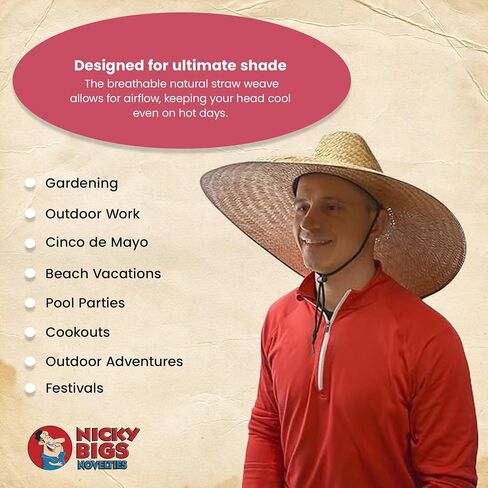 Nicky Bigs Novelties Huge Large Fit Hard Shell Double Weaved Straw Lifeguard Shade Gardening Hat Wide Brim Outdoor Sun Hats in Saudi Arabia