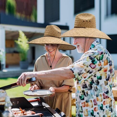 Nicky Bigs Novelties Huge Large Fit Hard Shell Double Weaved Straw Lifeguard Shade Gardening Hat Wide Brim Outdoor Sun Hats in Saudi Arabia