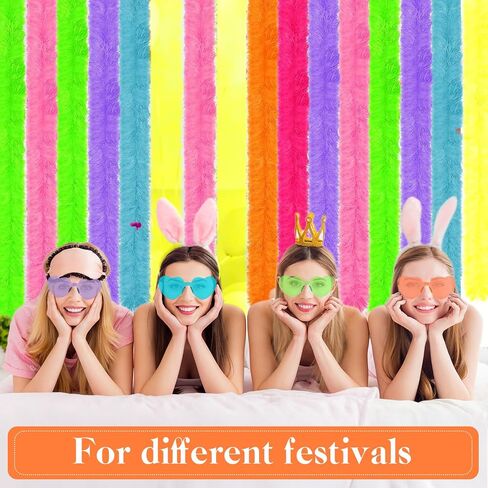 48Pcs/24Set 4.6ft Feather Boas and Heart Sunglasses, Fluffy Feather Rimless Glasses Party Favors for Wedding in Saudi Arabia