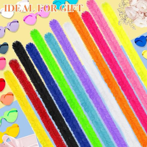 48Pcs/24Set 4.6ft Feather Boas and Heart Sunglasses, Fluffy Feather Rimless Glasses Party Favors for Wedding in Saudi Arabia