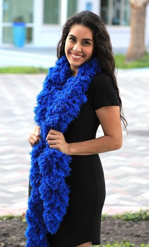 Featherless Super-Sized Faux Feather Boa (Made of Yarn) - U.S. Patent # D814,740. Cut to Length. Made in America in Saudi Arabia
